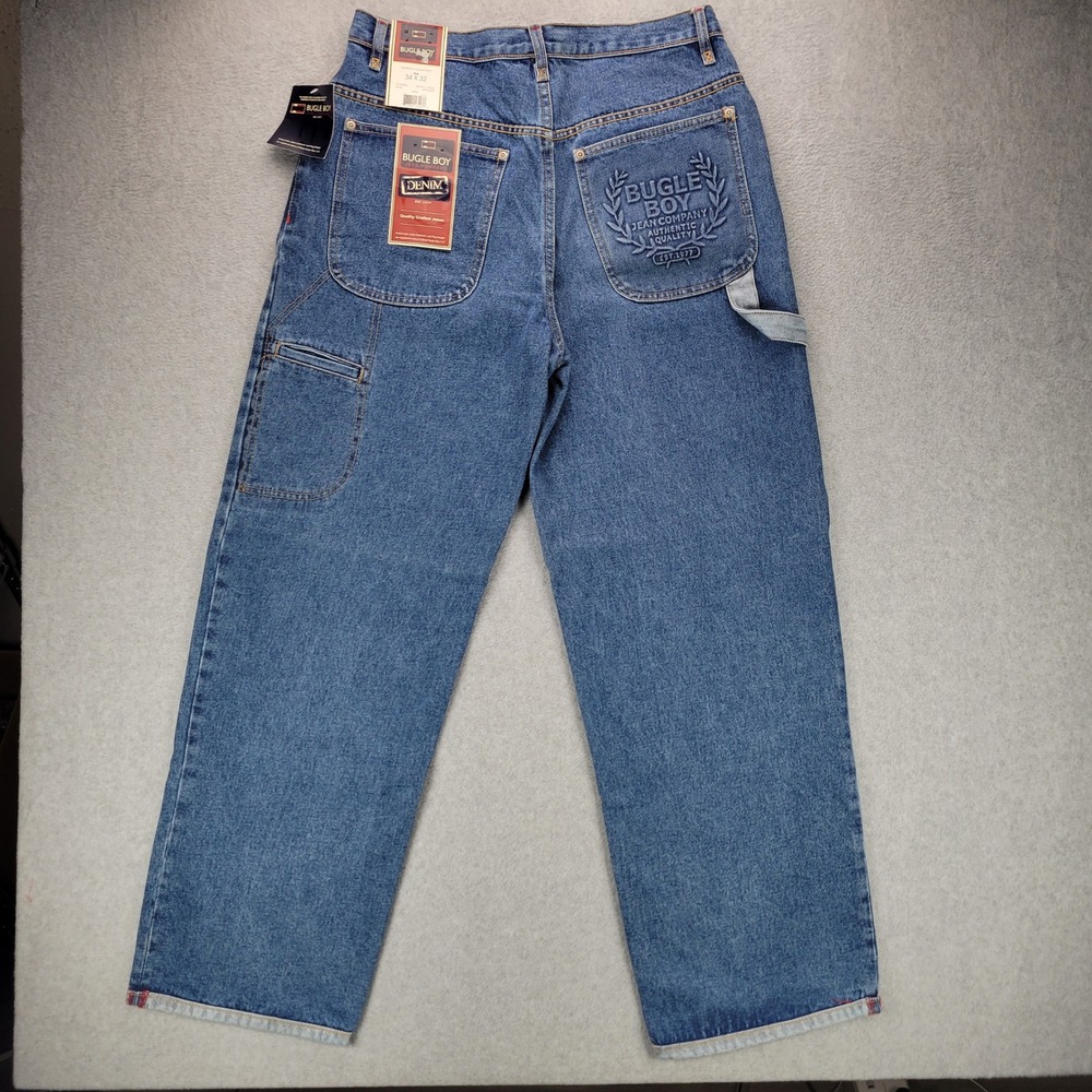 Y2K Bugle Boy Mens Carpenter Jeans Medium Indigo 34x32‎ NWT VTG Wide Leg Baggy